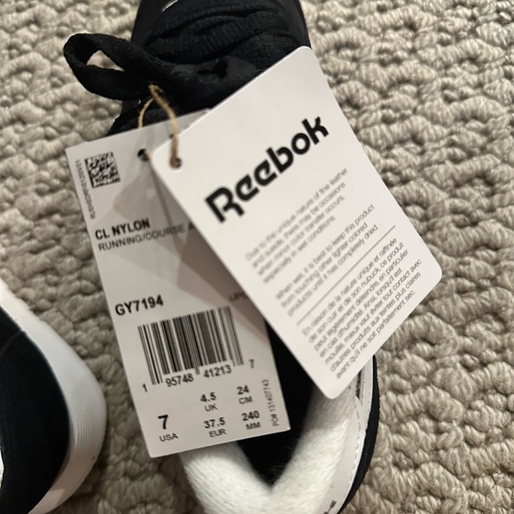 Reebok Women's Black and White Classic Nylon Sneakers - Picture 7 of 7